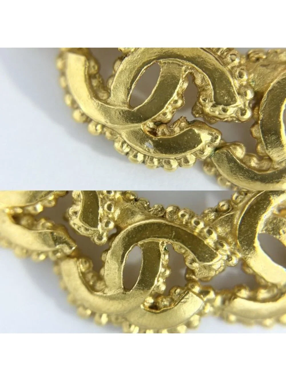 Chanel Earrings CC Logo Vintage Color Stone Gold Black